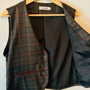 OrderPlus Men's Tailored Plaid Wool Vest